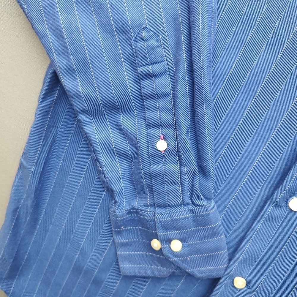 Tommy Bahama Men's Blues Striped Button Up Shirt Long Sleeve 15.5  34-35‎ - Picture 5 of 14